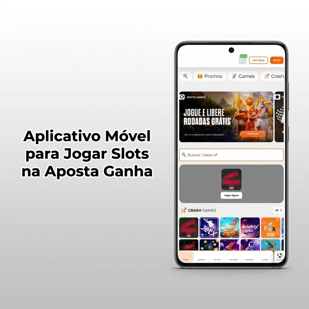 Aplicativo Aposta Ganha no celular com slots, instalação Android, iOS e PWA para jogar onde estiver.