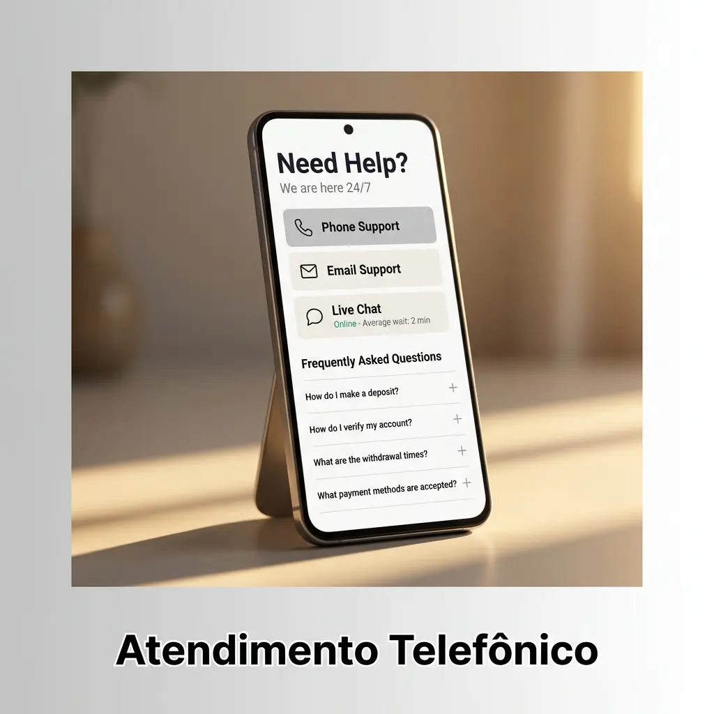Atendimento telefônico da Aposta Ganha: suporte direto por voz para dúvidas urgentes sobre saques e conta.