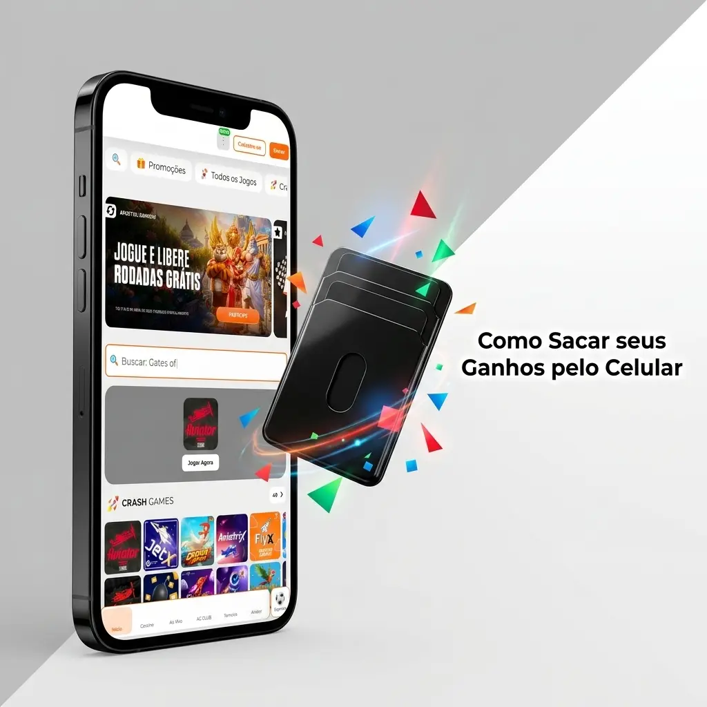 Homem sacando ganhos pelo celular na Aposta Ganha via Pix, AstroPay ou criptomoeda de forma rápida.