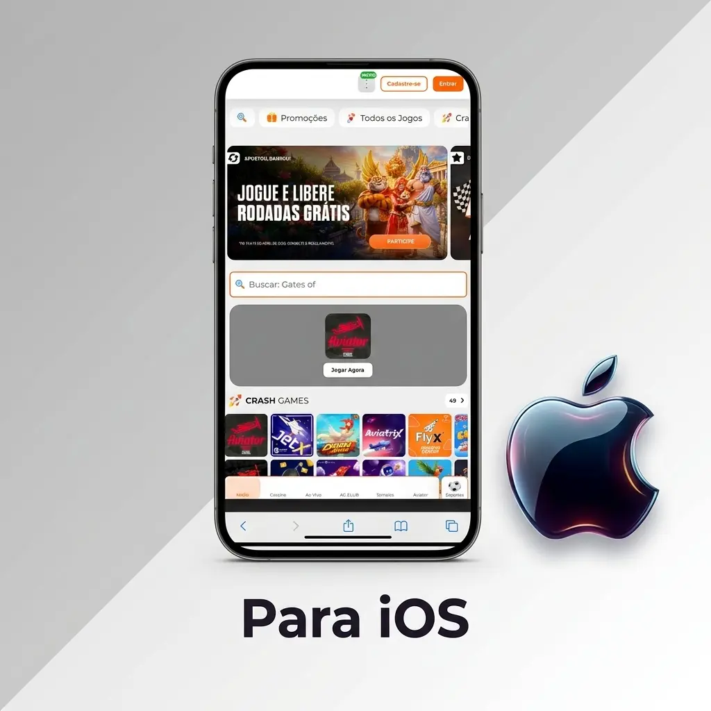 Aplicativo Aposta Ganha para iOS no iPhone e iPad, instalação pelo Safari sem App Store, compatível com iOS 12.0.