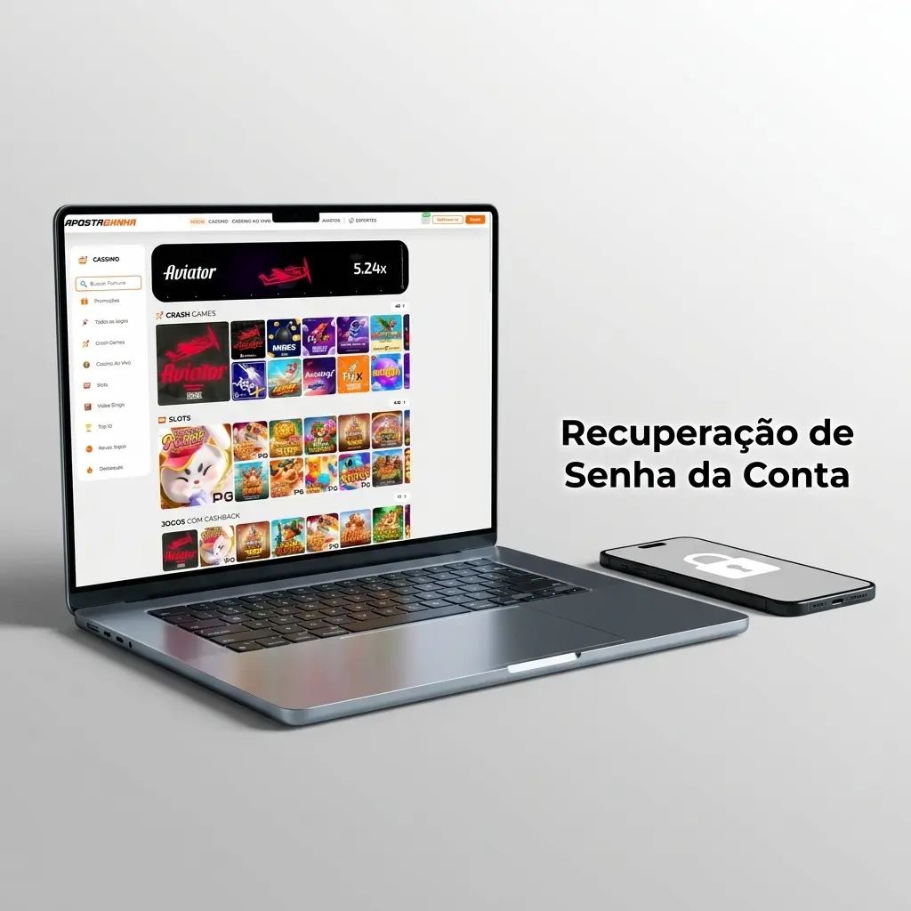 Tela de recuperação de senha com etapas para redefinir acesso via e-mail ou SMS no site ou aplicativo.