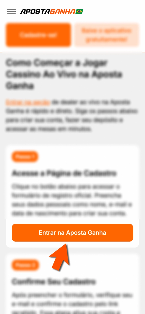 Clique e abra formulário na Aposta Ganha para começar agora.