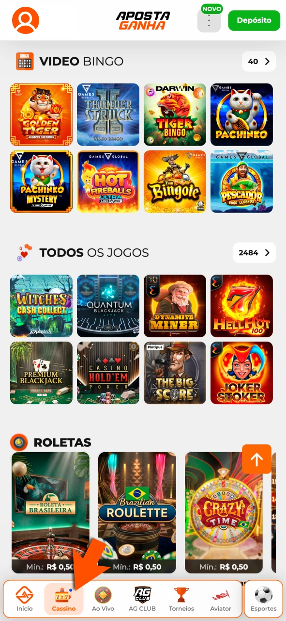 Navegue na Aposta Ganha e escolha jogos com total praticidade.