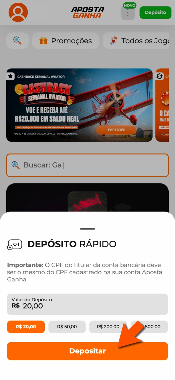 Deposite na Aposta Ganha e comece apostas em esports imediatamente.