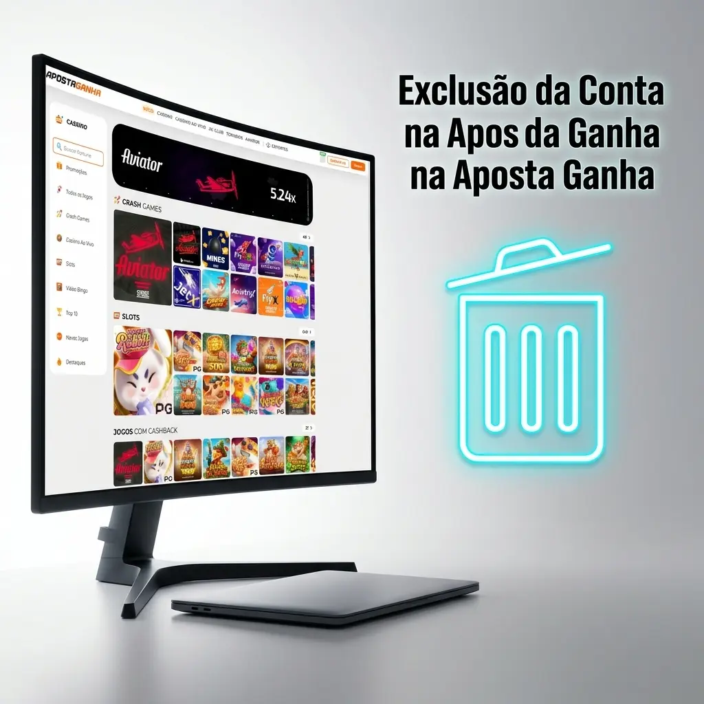 Pessoa acessando configurações para exclusão permanente de conta na plataforma Aposta Ganha.