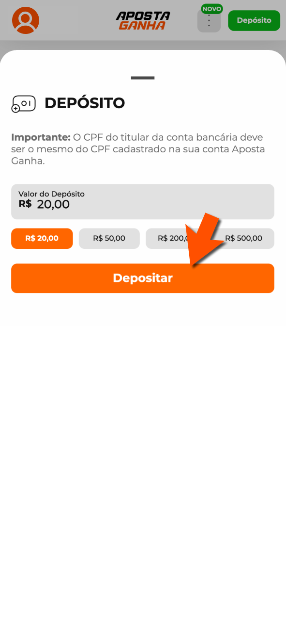 Aguarde confirmação na Aposta Ganha e veja saldo atualizado rapidamente.