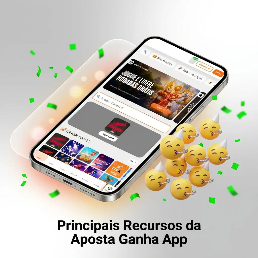 Principais recursos do Aposta Ganha App: Pix, bônus, PWA, cassino, apostas ao vivo e suporte 24h em português.