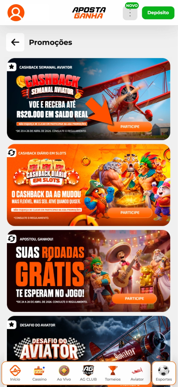 Confirme promoções na Aposta Ganha e comece a apostar com vantagens.