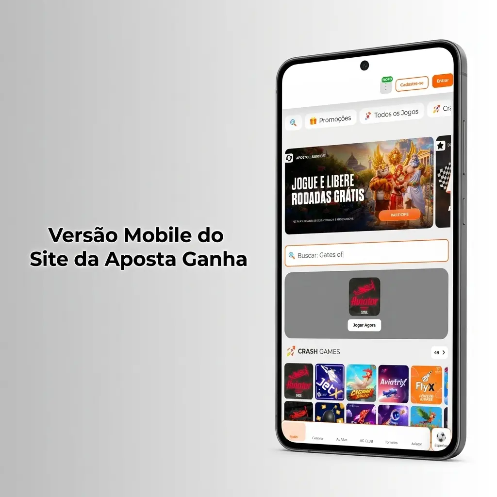Versão mobile do site Aposta Ganha otimizada para smartphones e tablets com acesso completo pelo navegador.