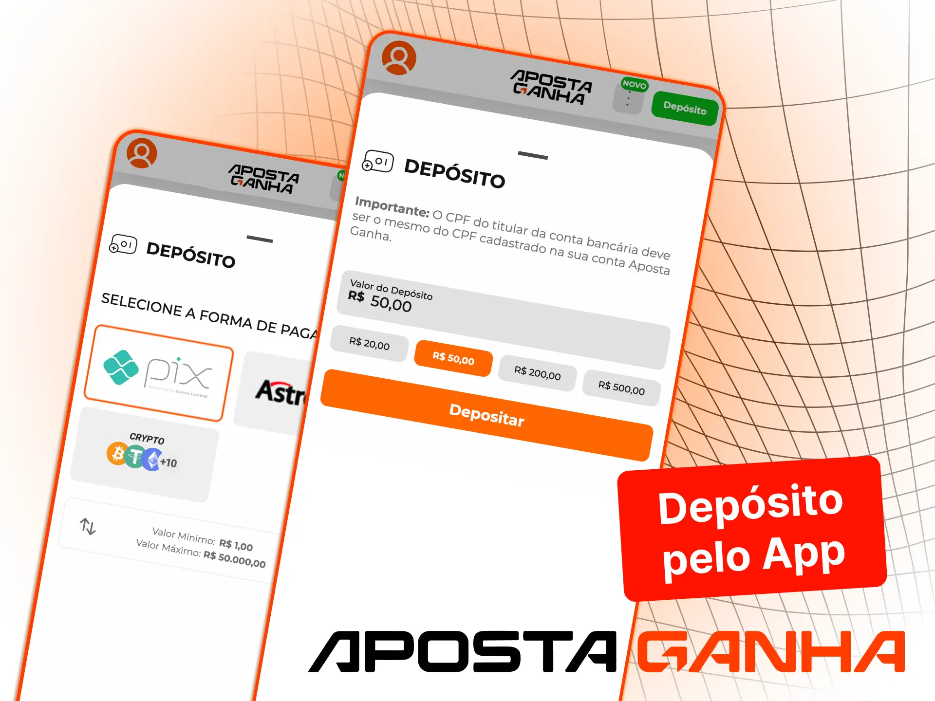 Acesse a área de saque da Aposta Ganha e inicie a retirada de fundos pelo celular.