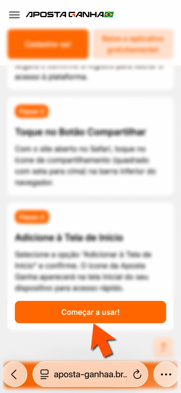 Acesse Aposta Ganha no Safari e jogue sem instalar aplicativo.
