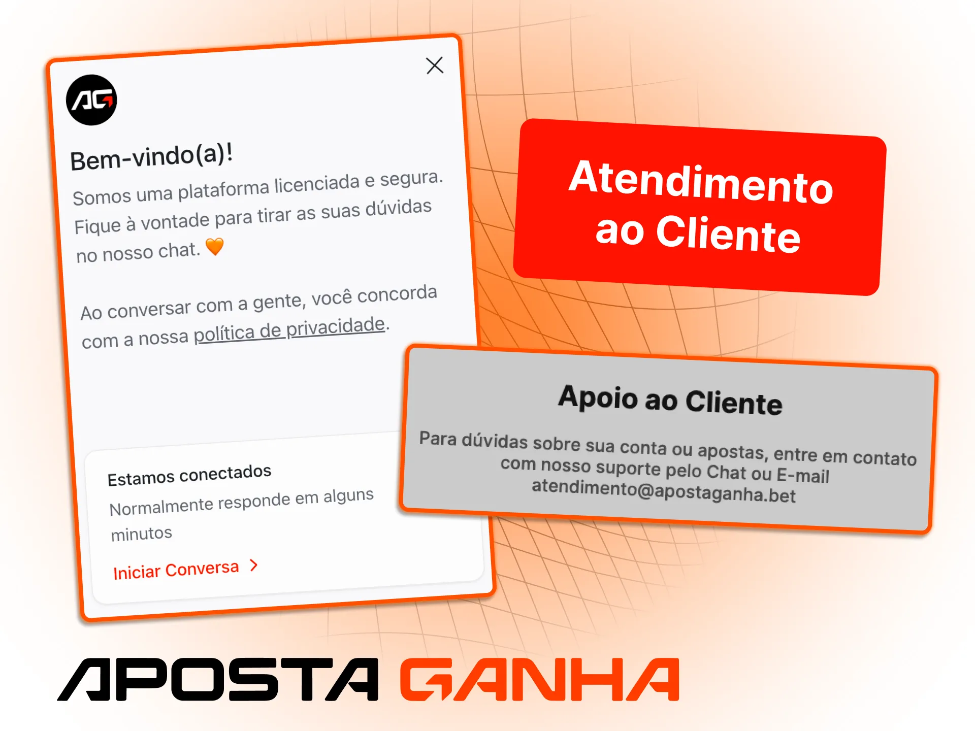 Use o chat ao vivo vinte e quatro horas para tirar dúvidas na Aposta Ganha.