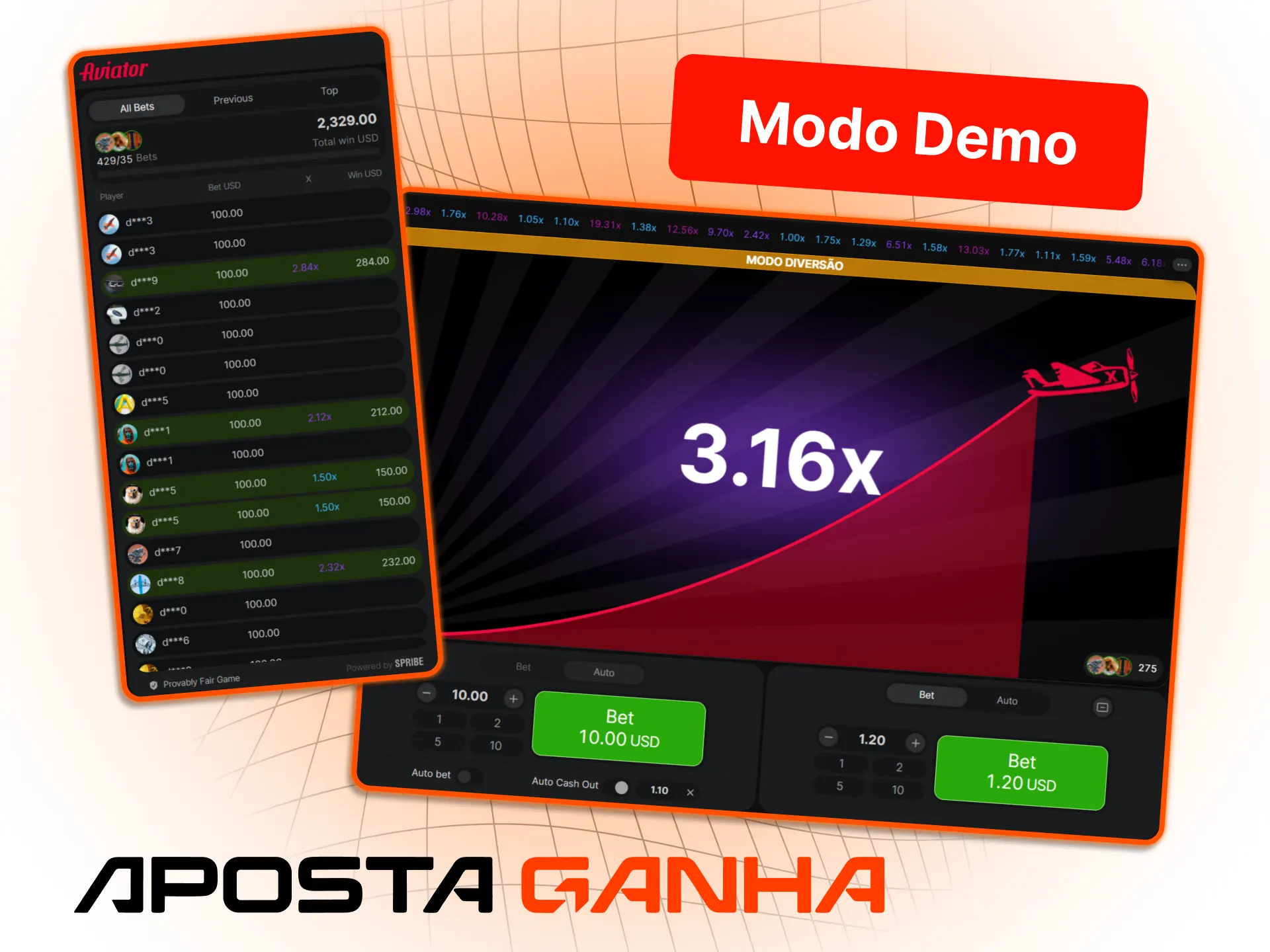 Modo Demo do Aviator na Aposta Ganha com créditos virtuais para praticar sem risco financeiro.