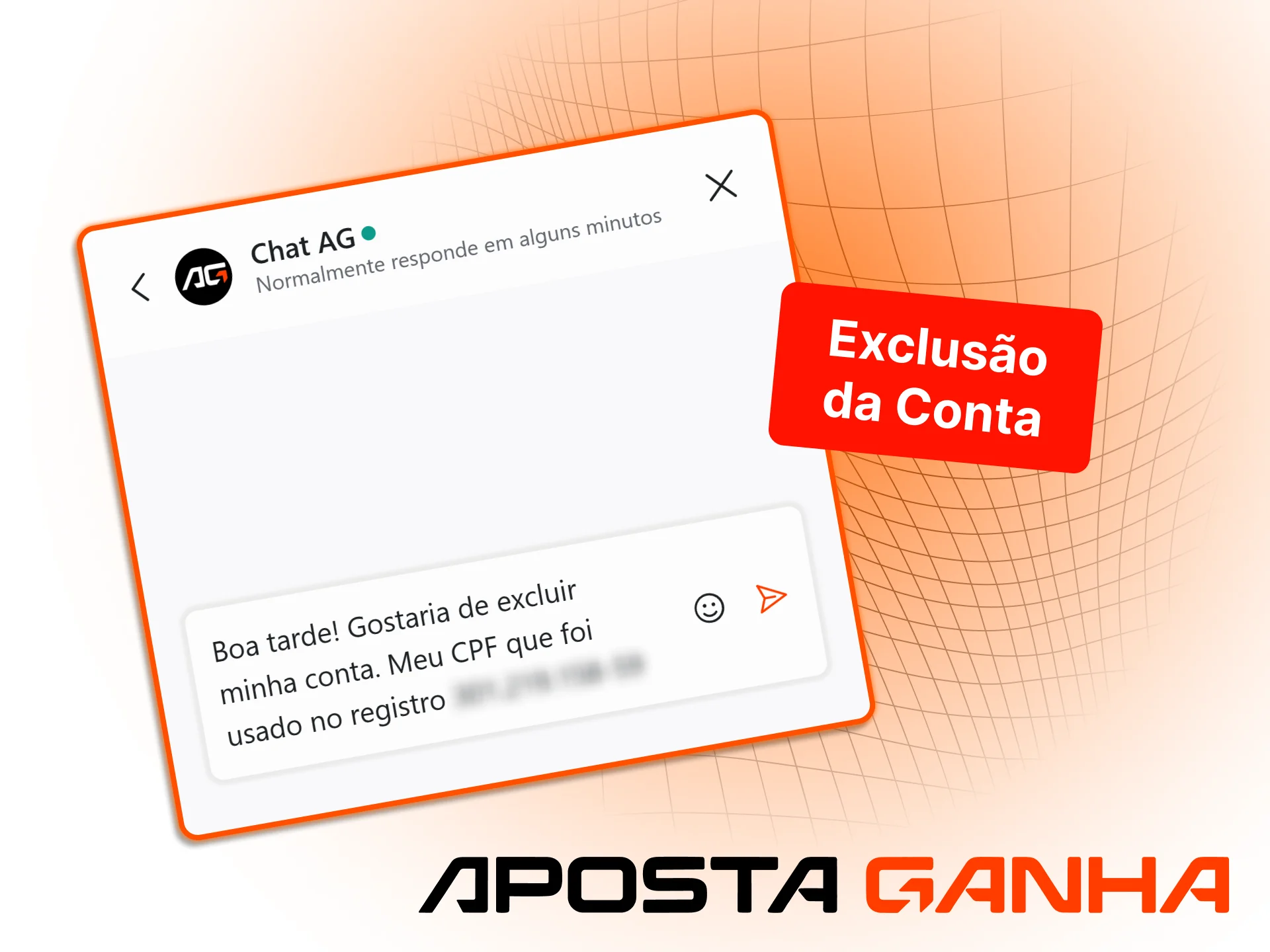 Pessoa acessando configurações para exclusão permanente de conta na plataforma Aposta Ganha.