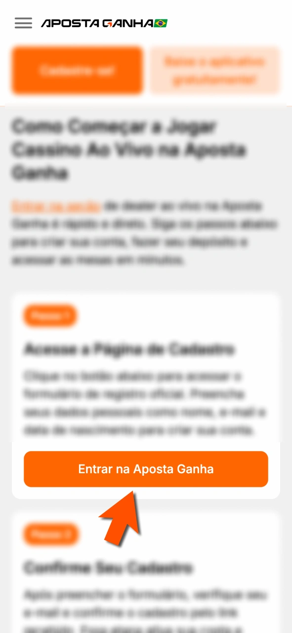 Clique e abra formulário na Aposta Ganha para começar agora.
