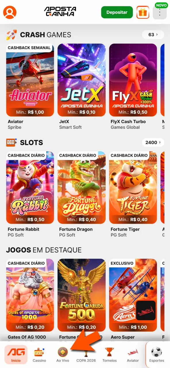 Acesse live casino na Aposta Ganha e explore jogos ao vivo agora.