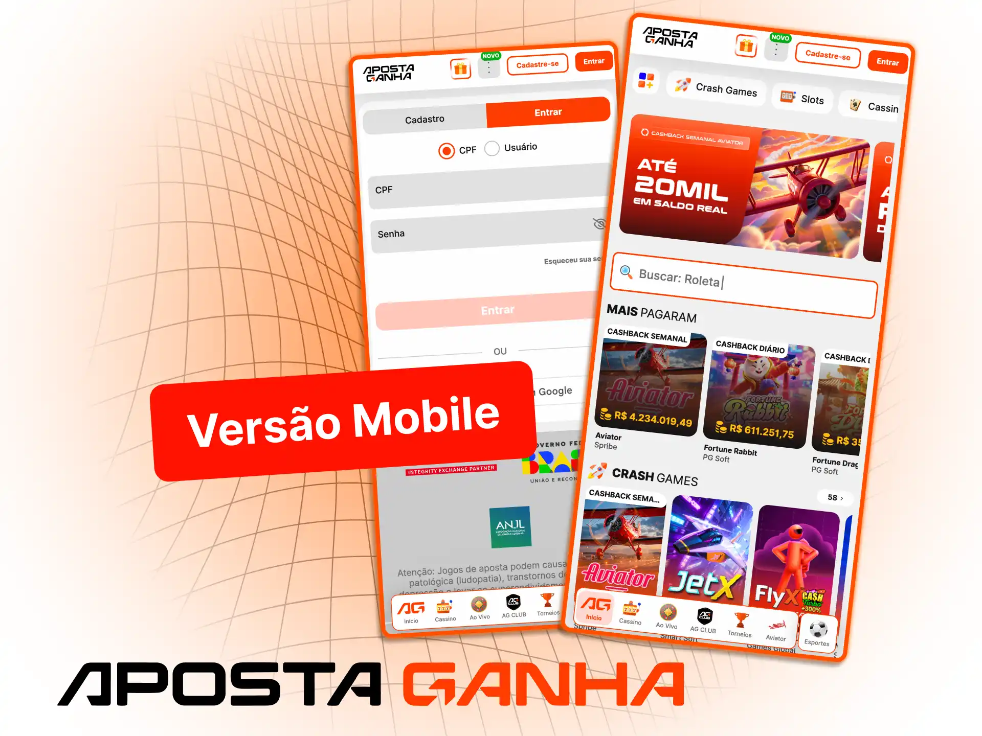 Acesse a plataforma pelo navegador do celular e jogue na Aposta Ganha.